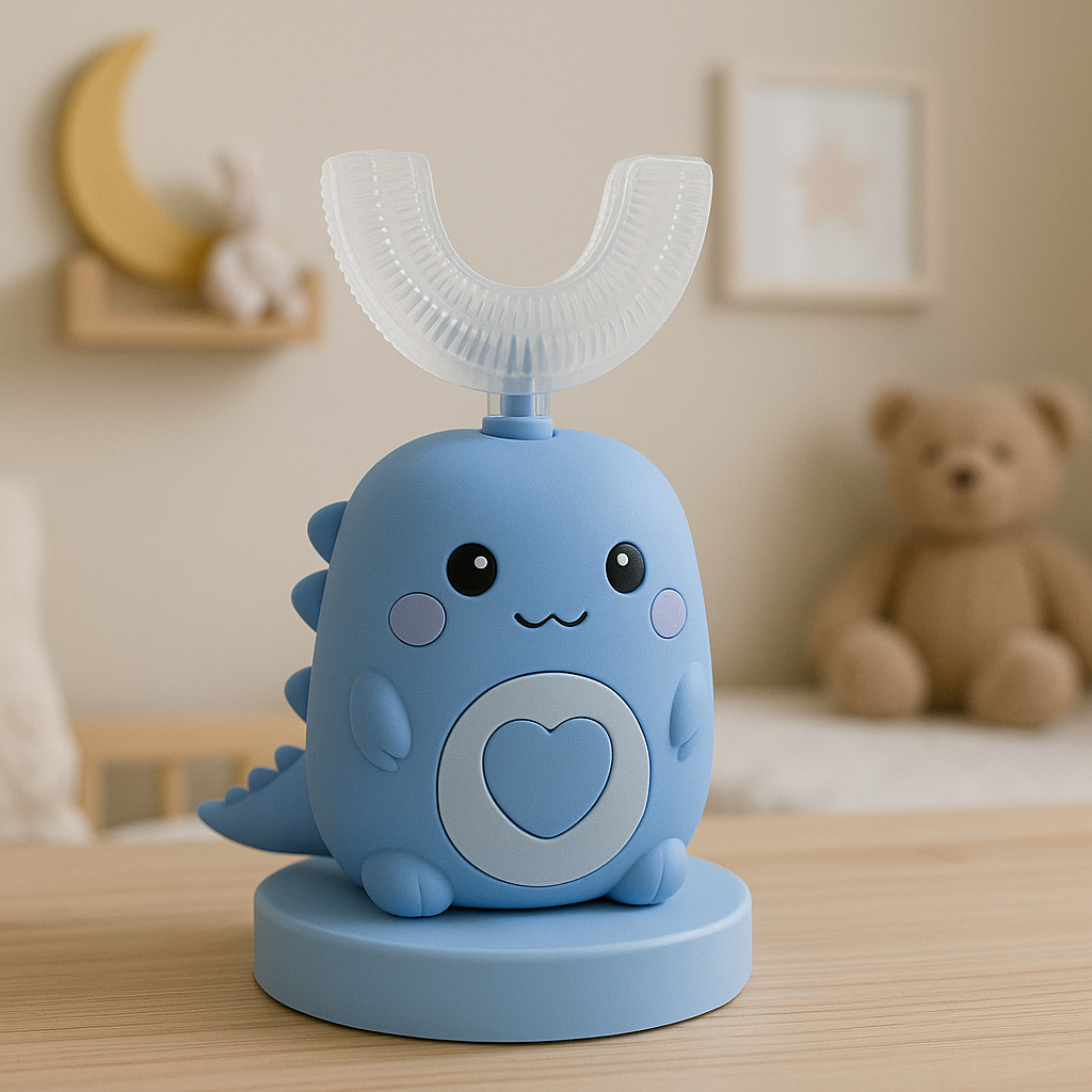 Blue Dino U-Shaped Toothbrush